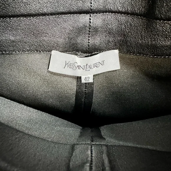 Yves Saint Laurent Black Leather Trousers - Picture 3 of 5